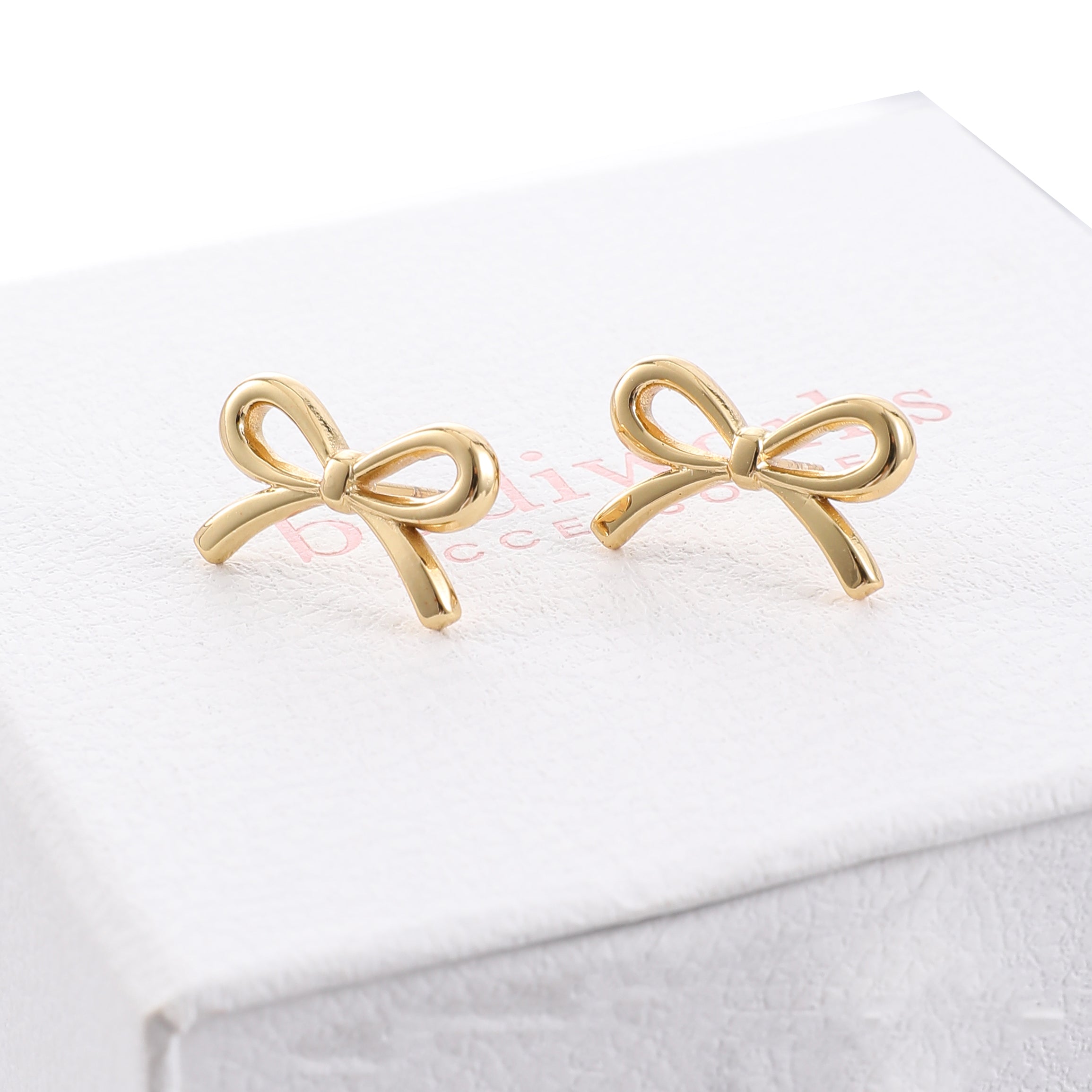Gold Bow Stud Earrings