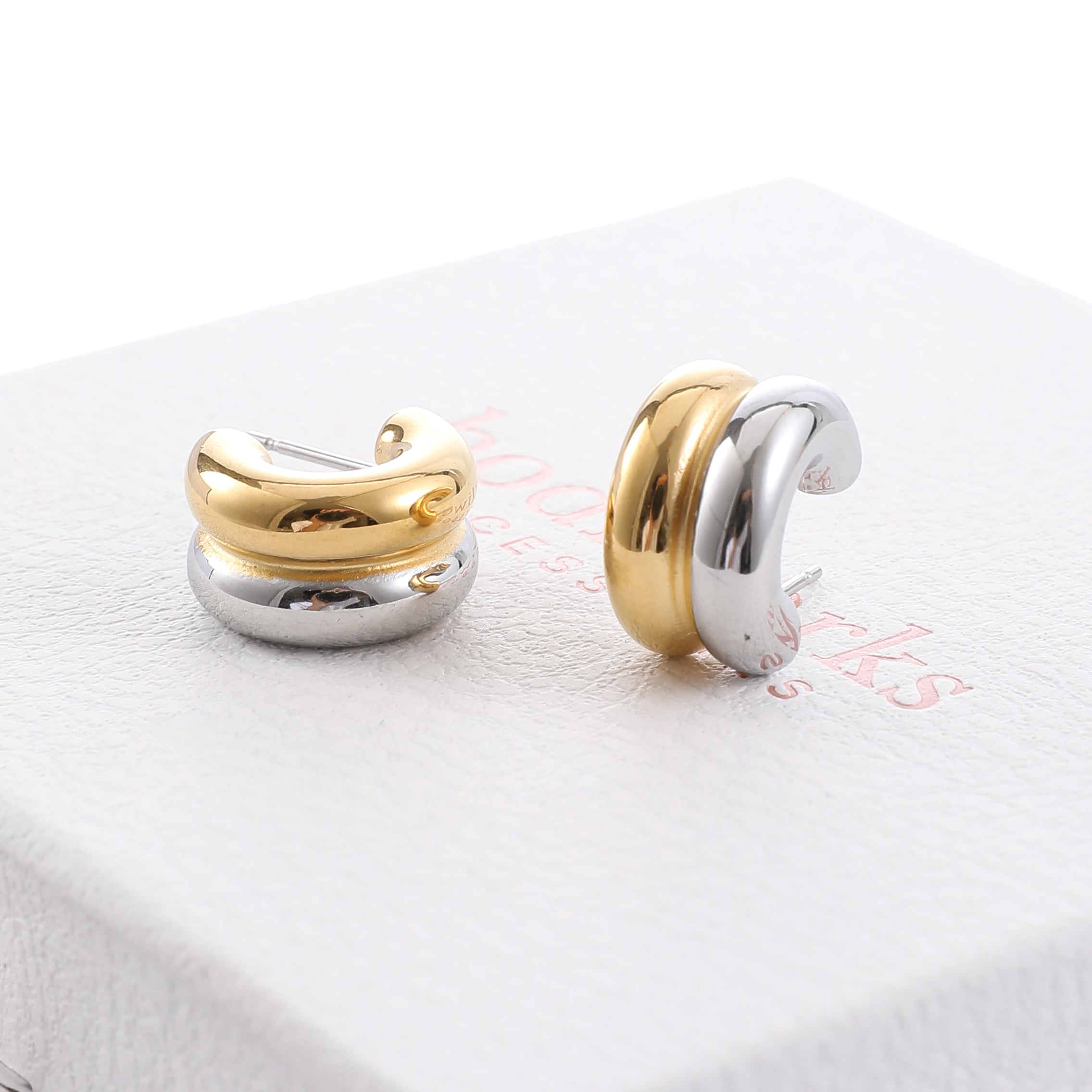 Mixed Metal Double Hoop Earrings