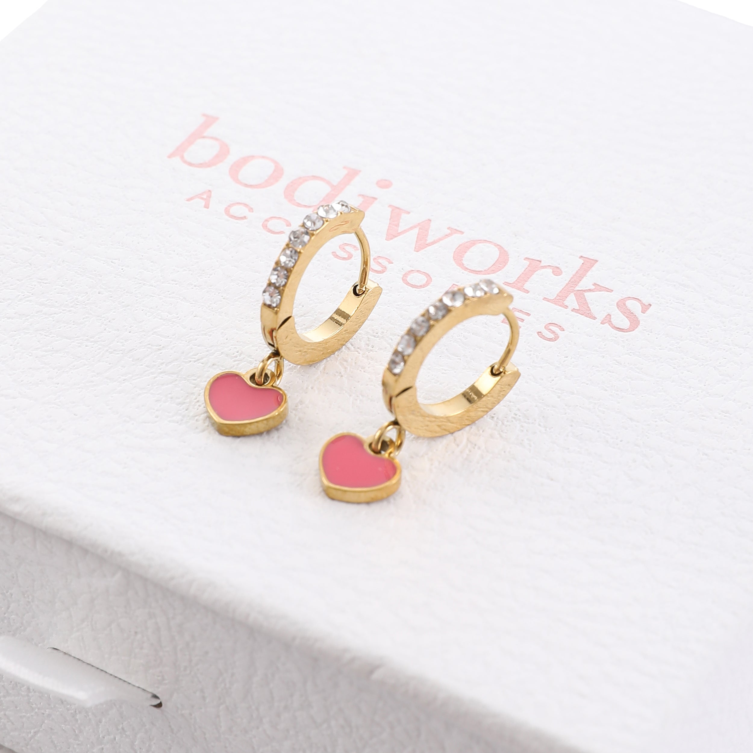 Gold Heart Charm Earrings