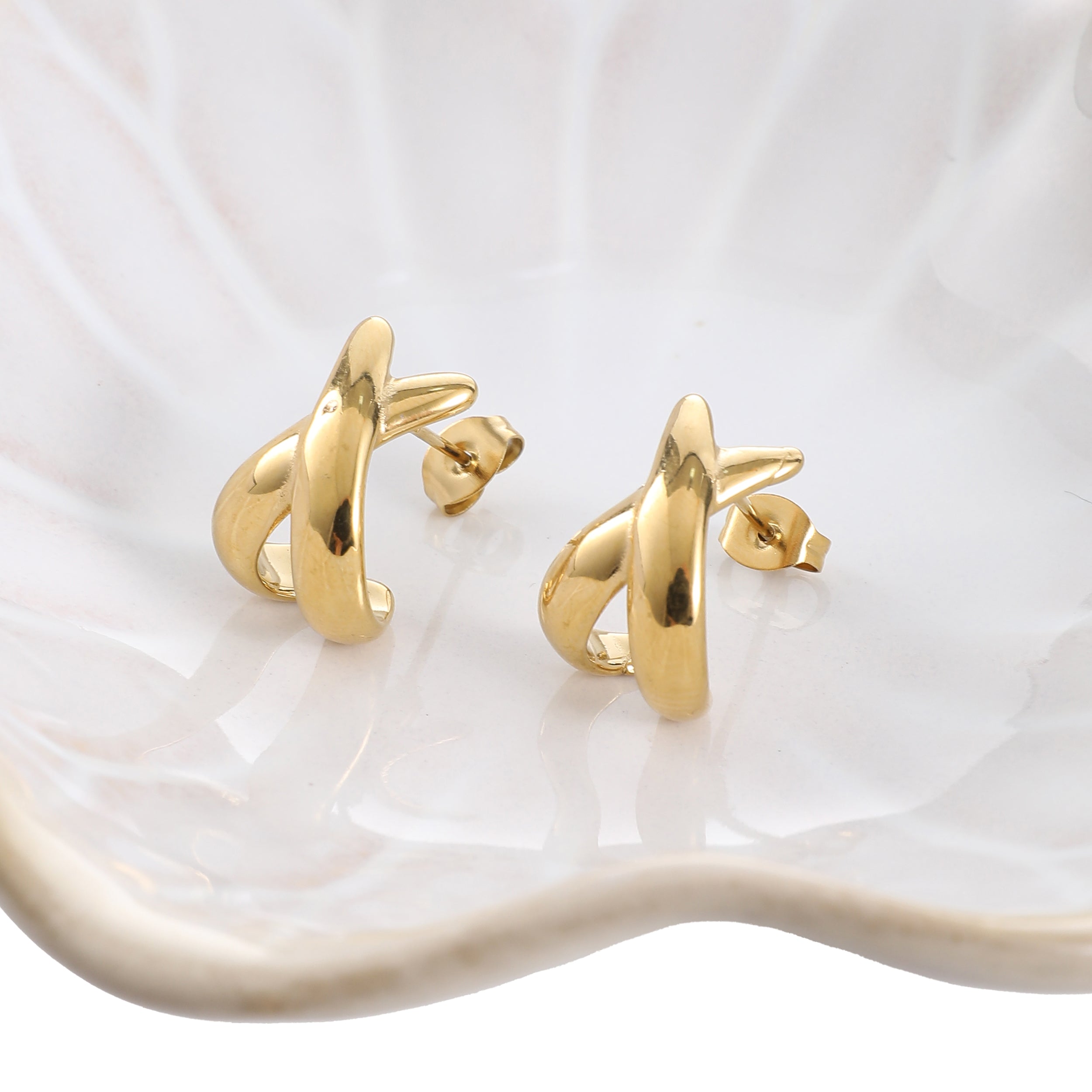 Gold Twist Loop Earrings
