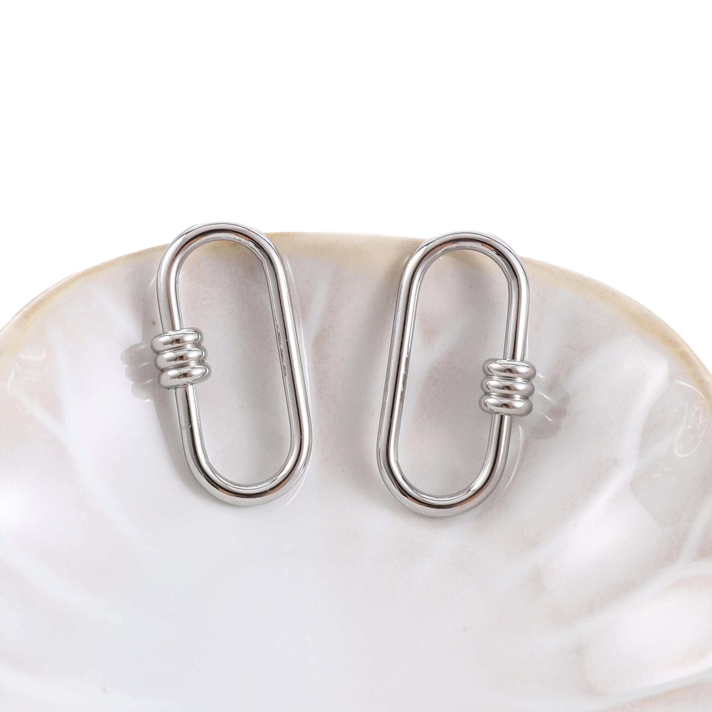 Silver Oval Link Earrings