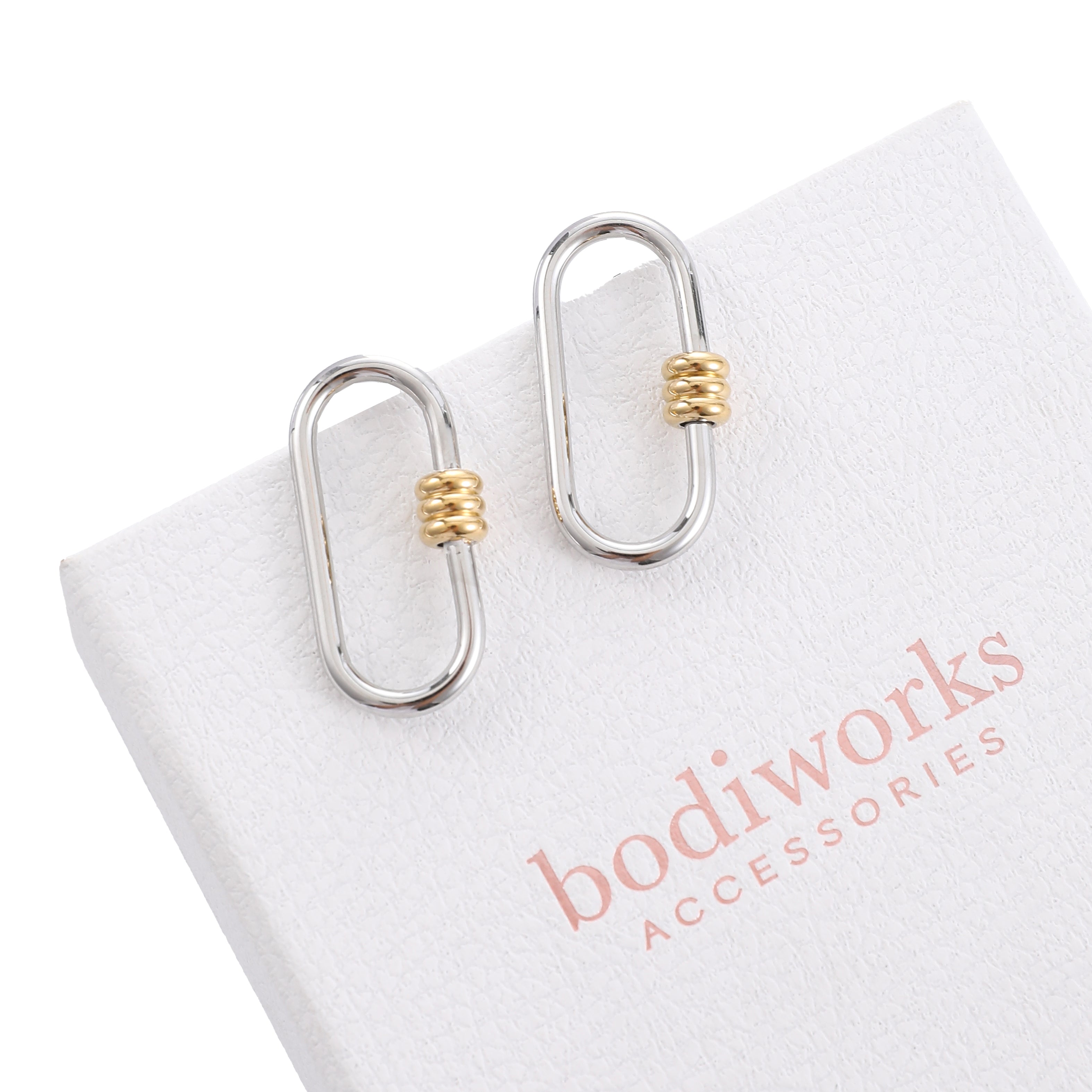 Silver & Gold Oval Link Earrings