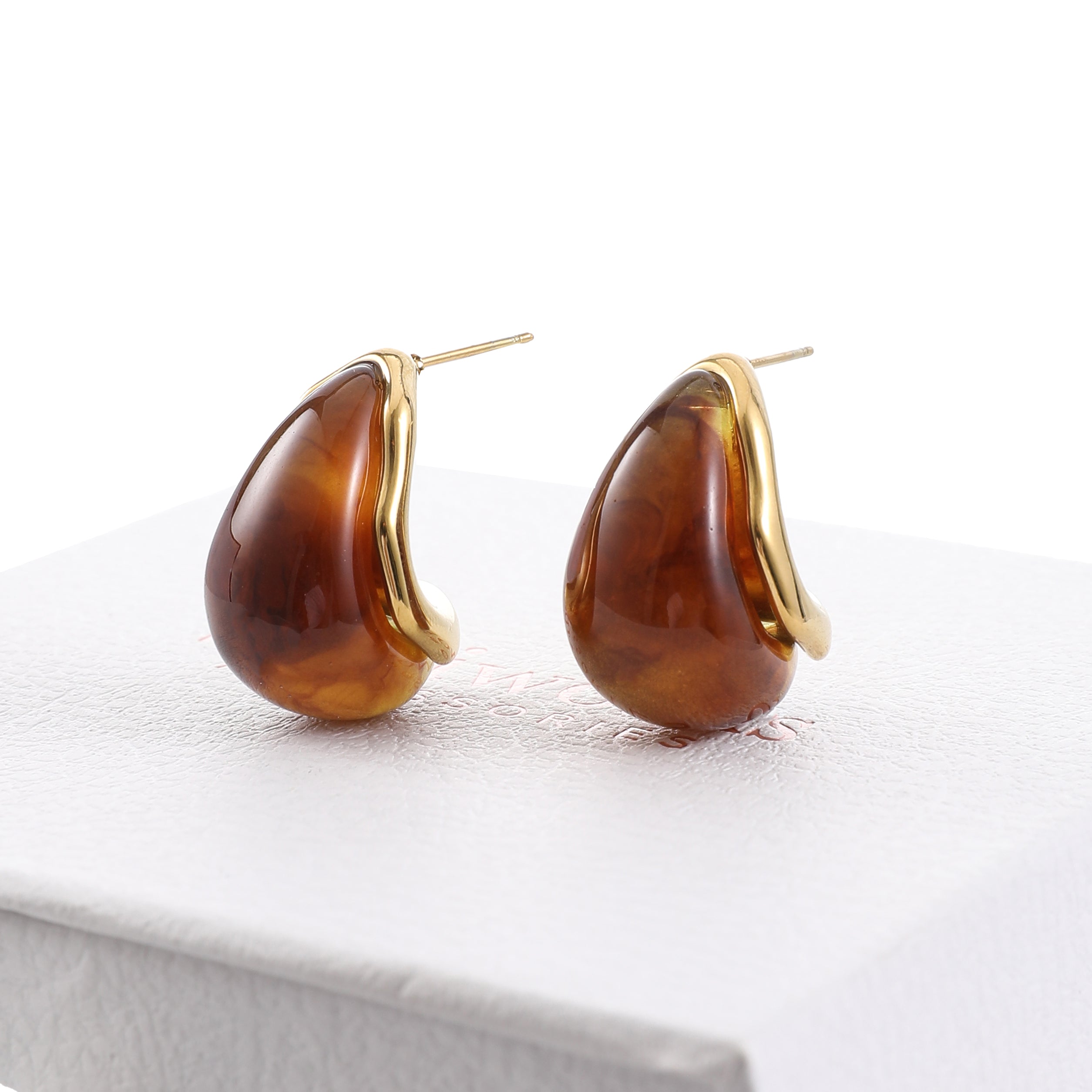 Gold & Tortoiseshell Resin Earrings