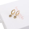Gold Crystal Heart Drop Earrings