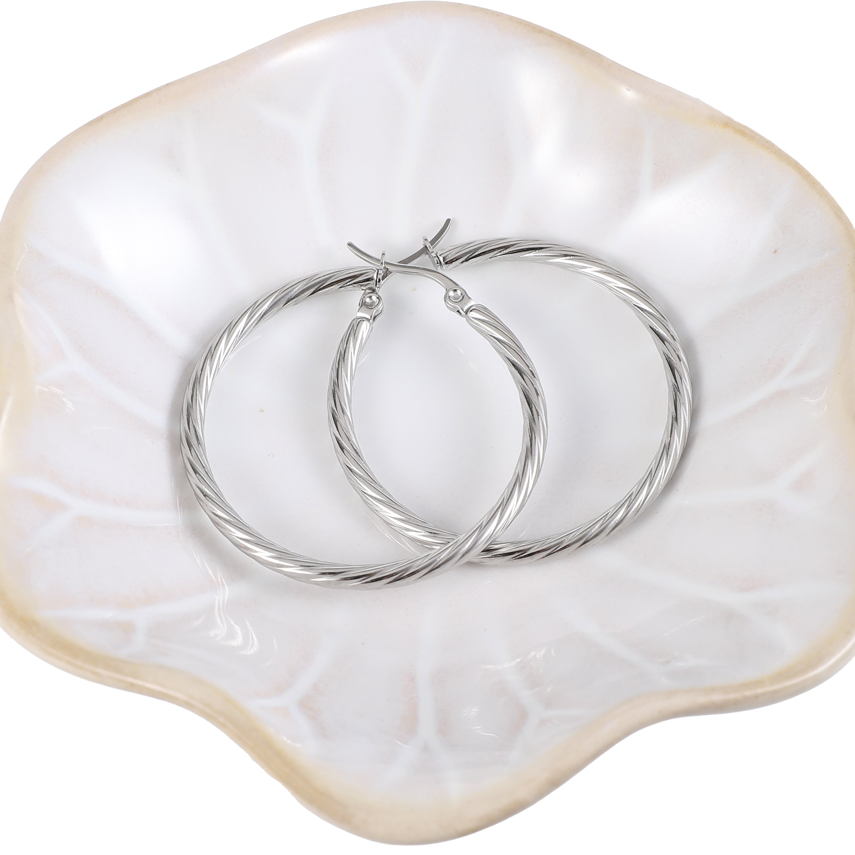 Silver Twisted Hoop Earrings