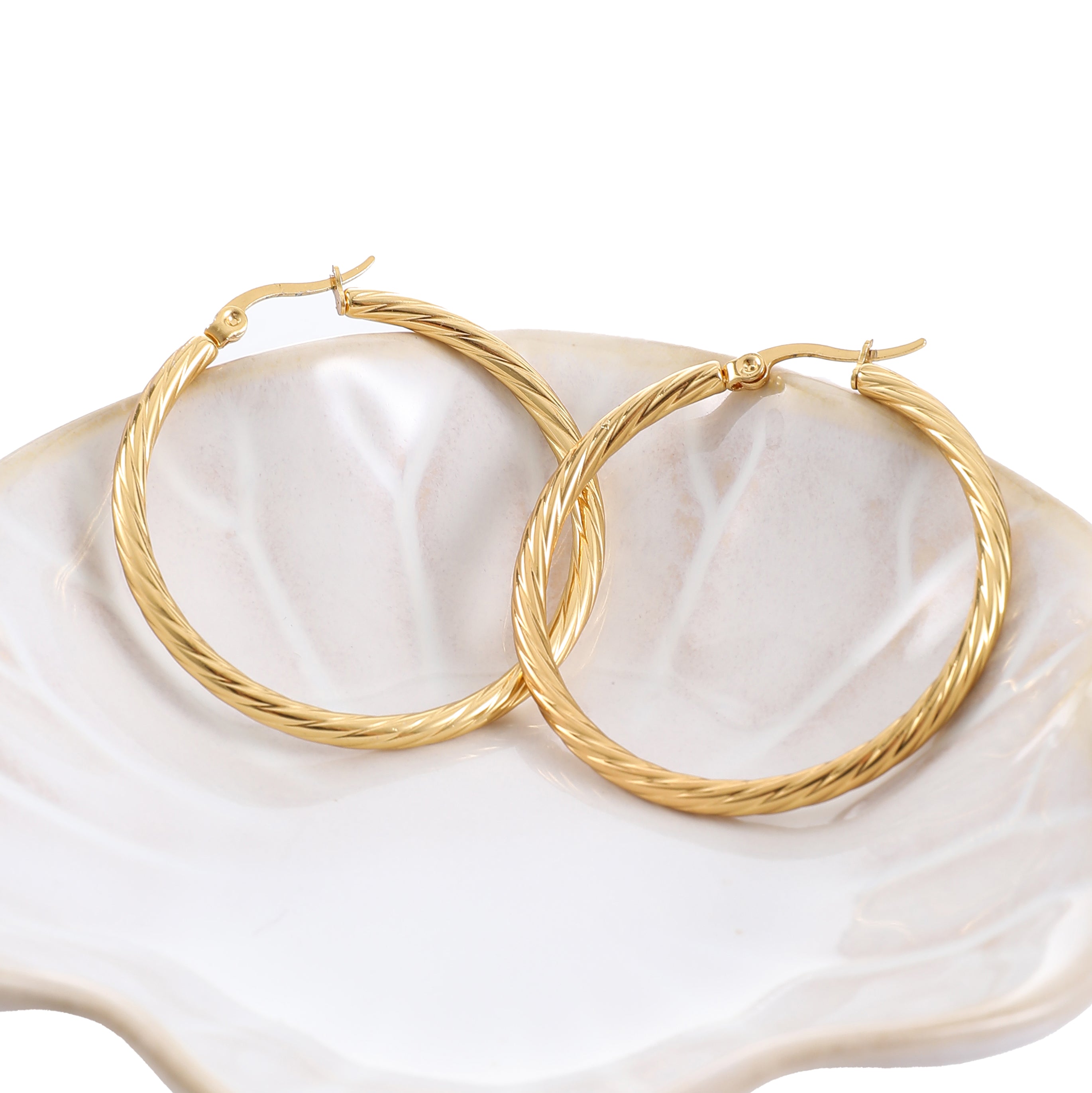 Gold Twisted Hoop Earrings