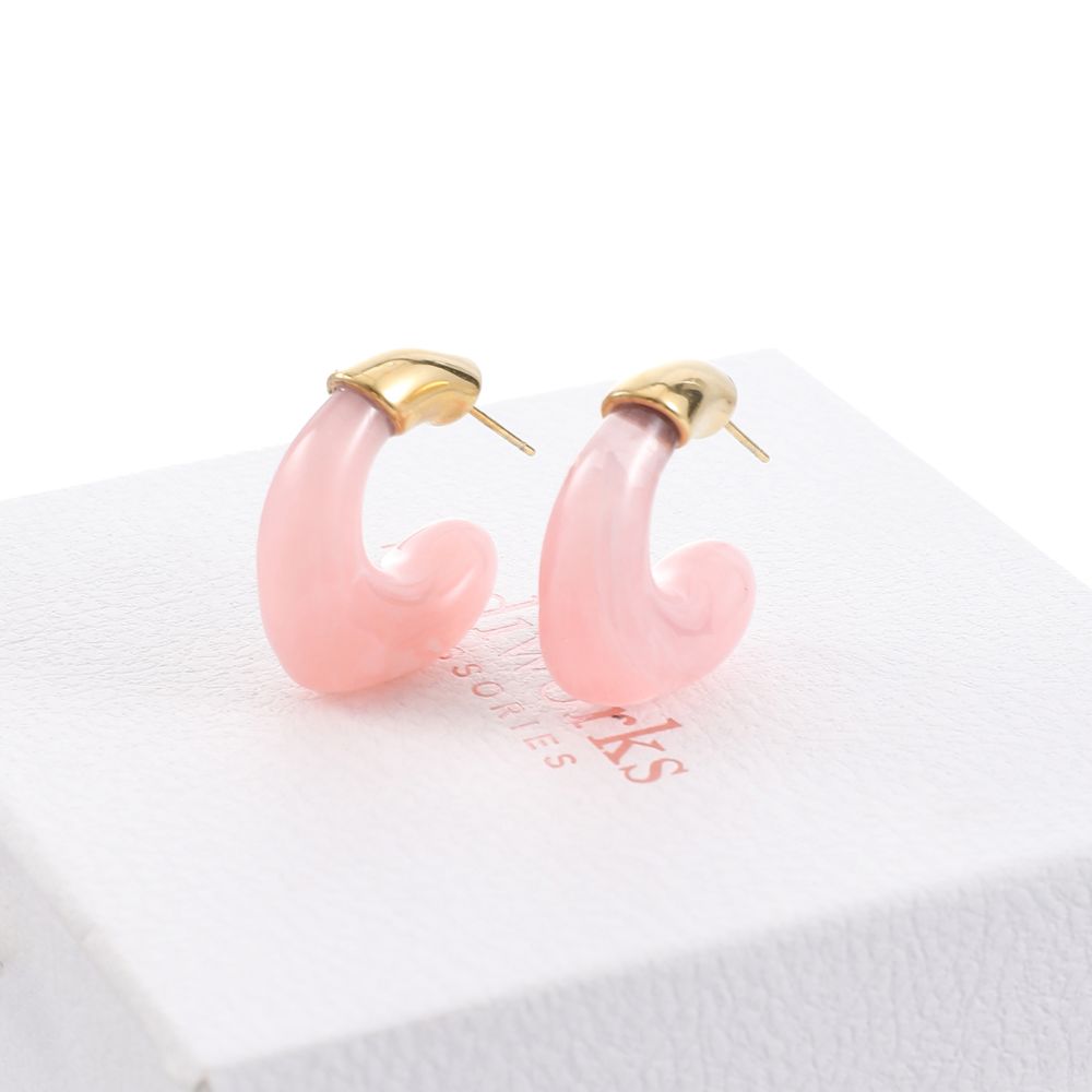 Pink Resin Hoop Earrings